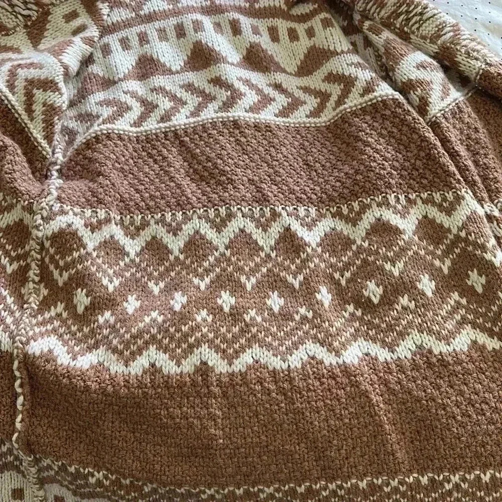 Lucky Brand Women's Fairsle Sweater Coatigan, Caramel Cafe Sz M - Picture 15 of 16